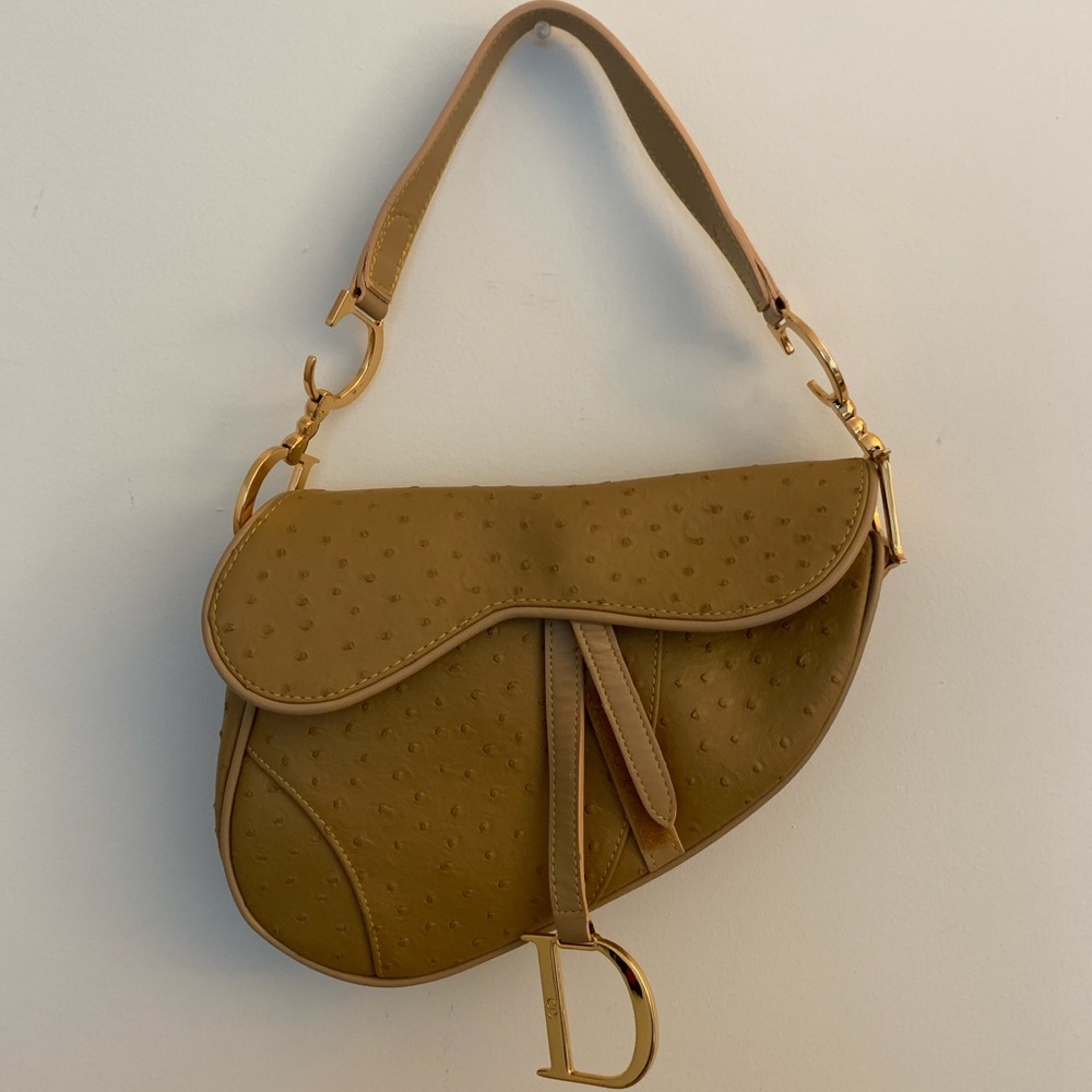 Christian Dior Ostrich Saddle Bag